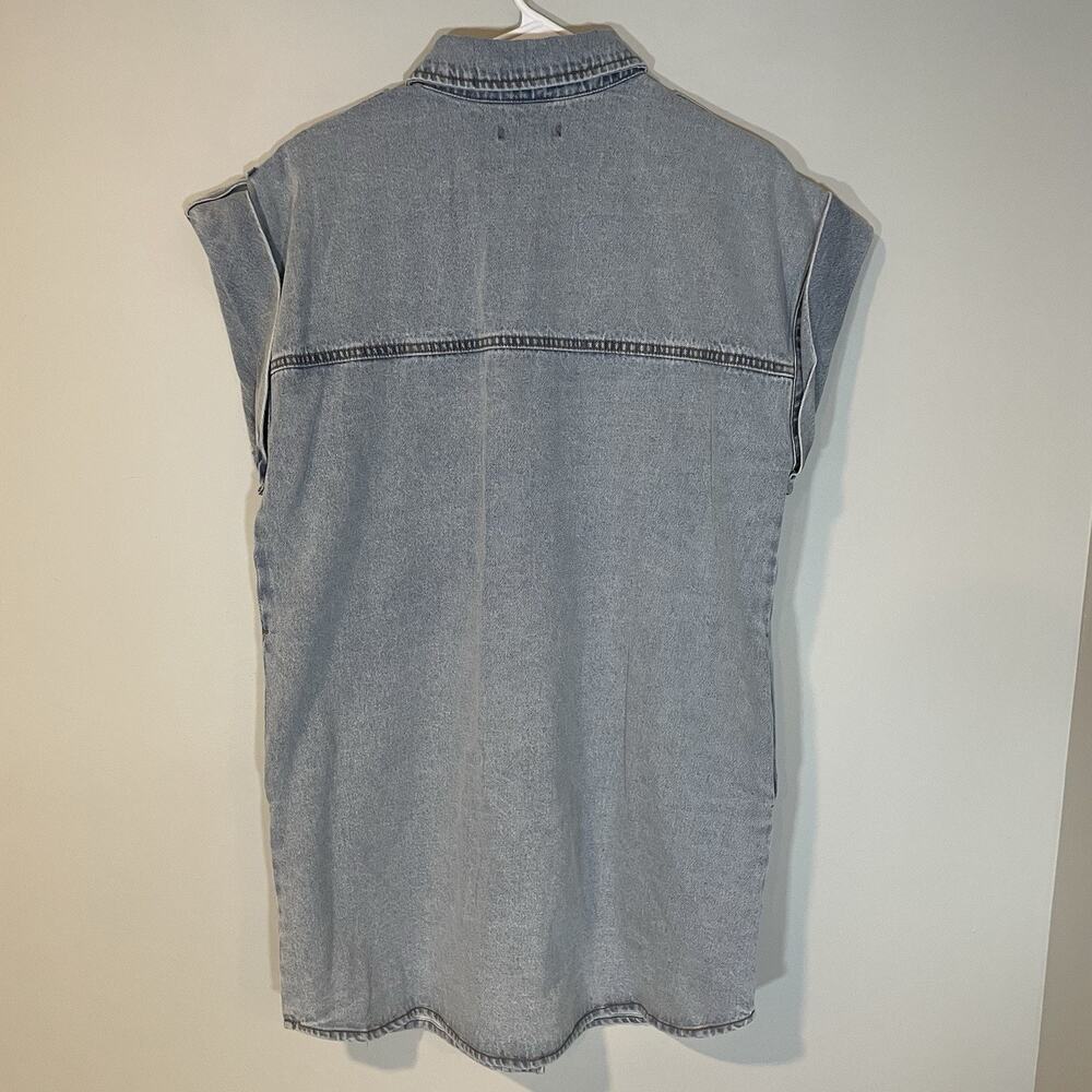 Steve Madden Llara Denim Shirt Dress Women's Small Snap‎ Front Stone Wash NEW - Picture 11 of 11